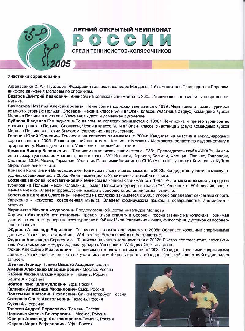 Проспект Летнего открытого чемпионата России 2005_Prospectus Summer Russia Open 2005